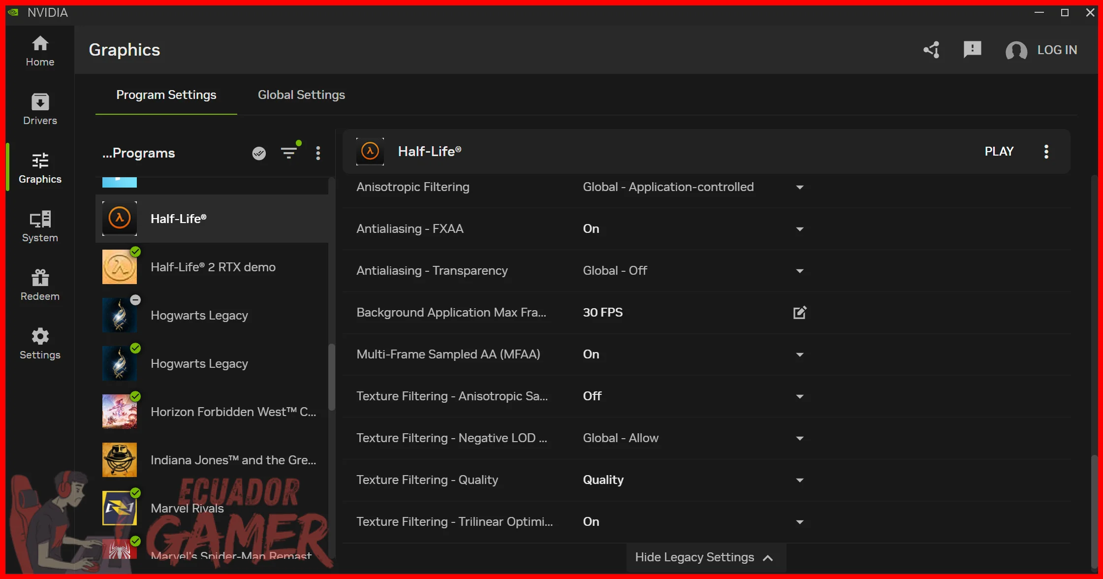 Qué ajustes de NVIDIA control panel dan más FPS en juegos
