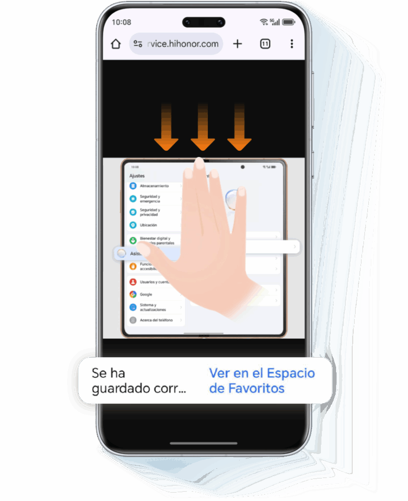 Cómo hacer captura de pantalla con tres dedos
